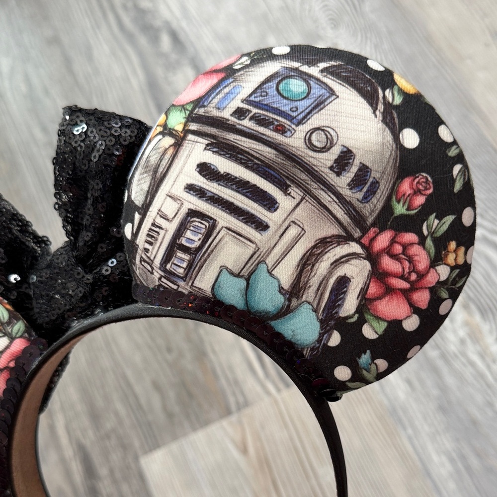 Floral Star Wars Sequin Bow Minnie Ears Headband - Picture 7 of 7